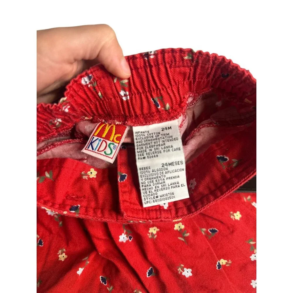 VTG McKids 24M Red Floral Pleated Mini Skirt Belted Toddler Girl‎ All Over Print